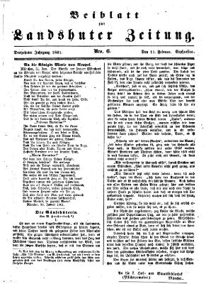 Landshuter Zeitung. Beiblatt zur Landshuter Zeitung (Landshuter Zeitung) Montag 11. Februar 1861