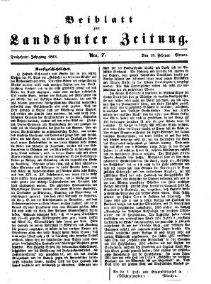 Landshuter Zeitung. Beiblatt zur Landshuter Zeitung (Landshuter Zeitung) Montag 18. Februar 1861