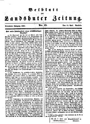 Landshuter Zeitung. Beiblatt zur Landshuter Zeitung (Landshuter Zeitung) Montag 15. April 1861