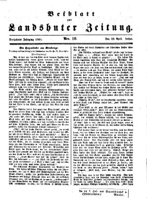 Landshuter Zeitung. Beiblatt zur Landshuter Zeitung (Landshuter Zeitung) Montag 22. April 1861