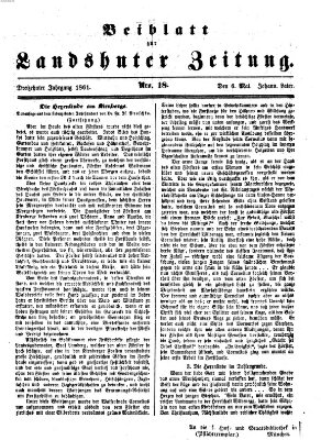 Landshuter Zeitung. Beiblatt zur Landshuter Zeitung (Landshuter Zeitung) Montag 6. Mai 1861