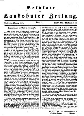 Landshuter Zeitung. Beiblatt zur Landshuter Zeitung (Landshuter Zeitung) Montag 27. Mai 1861