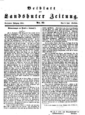 Landshuter Zeitung. Beiblatt zur Landshuter Zeitung (Landshuter Zeitung) Montag 3. Juni 1861