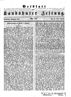 Landshuter Zeitung. Beiblatt zur Landshuter Zeitung (Landshuter Zeitung) Montag 17. Juni 1861