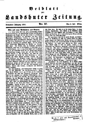 Landshuter Zeitung. Beiblatt zur Landshuter Zeitung (Landshuter Zeitung) Montag 8. Juli 1861