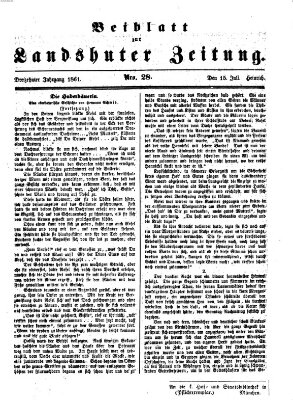 Landshuter Zeitung. Beiblatt zur Landshuter Zeitung (Landshuter Zeitung) Montag 15. Juli 1861