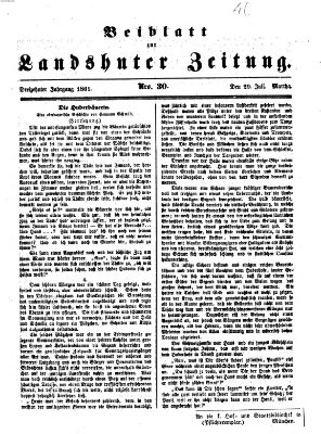 Landshuter Zeitung. Beiblatt zur Landshuter Zeitung (Landshuter Zeitung) Montag 29. Juli 1861