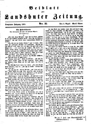 Landshuter Zeitung. Beiblatt zur Landshuter Zeitung (Landshuter Zeitung) Montag 5. August 1861