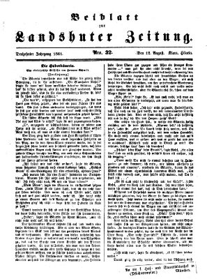 Landshuter Zeitung. Beiblatt zur Landshuter Zeitung (Landshuter Zeitung) Montag 12. August 1861