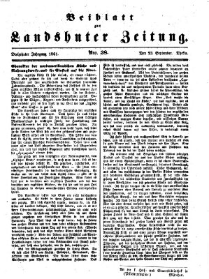 Landshuter Zeitung. Beiblatt zur Landshuter Zeitung (Landshuter Zeitung) Montag 23. September 1861