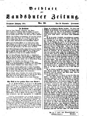 Landshuter Zeitung. Beiblatt zur Landshuter Zeitung (Landshuter Zeitung) Montag 30. September 1861