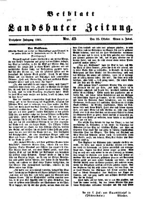 Landshuter Zeitung. Beiblatt zur Landshuter Zeitung (Landshuter Zeitung) Montag 28. Oktober 1861