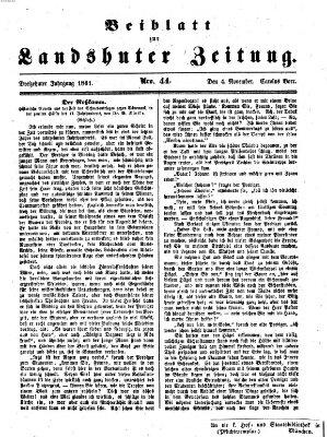 Landshuter Zeitung. Beiblatt zur Landshuter Zeitung (Landshuter Zeitung) Montag 4. November 1861