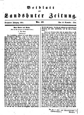 Landshuter Zeitung. Beiblatt zur Landshuter Zeitung (Landshuter Zeitung) Montag 18. November 1861