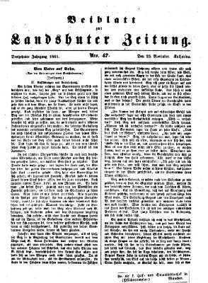 Landshuter Zeitung. Beiblatt zur Landshuter Zeitung (Landshuter Zeitung) Montag 25. November 1861