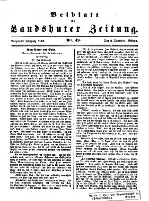 Landshuter Zeitung. Beiblatt zur Landshuter Zeitung (Landshuter Zeitung) Montag 2. Dezember 1861