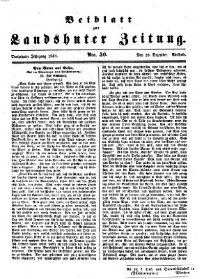 Landshuter Zeitung. Beiblatt zur Landshuter Zeitung (Landshuter Zeitung) Montag 16. Dezember 1861