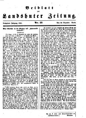 Landshuter Zeitung. Beiblatt zur Landshuter Zeitung (Landshuter Zeitung) Montag 30. Dezember 1861