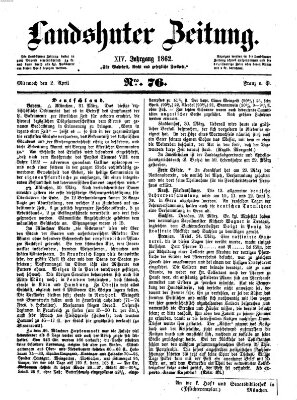 Landshuter Zeitung Mittwoch 2. April 1862