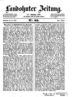 Landshuter Zeitung Samstag 12. April 1862