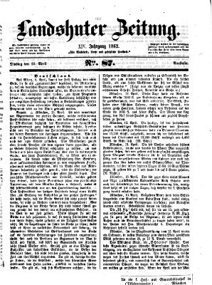 Landshuter Zeitung Dienstag 15. April 1862