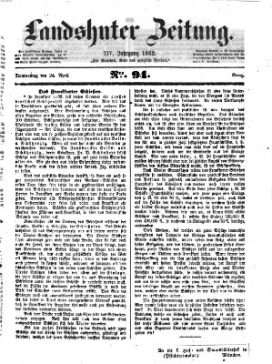 Landshuter Zeitung Donnerstag 24. April 1862