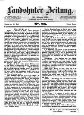 Landshuter Zeitung Dienstag 29. April 1862