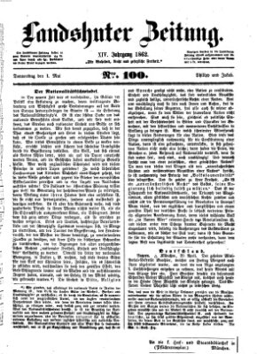 Landshuter Zeitung Donnerstag 1. Mai 1862