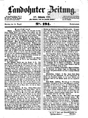 Landshuter Zeitung Sonntag 24. August 1862