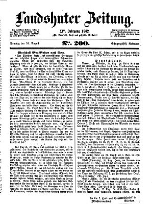 Landshuter Zeitung Sonntag 31. August 1862