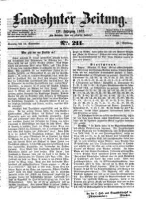 Landshuter Zeitung Sonntag 14. September 1862