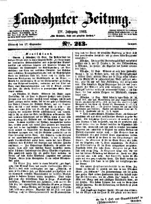 Landshuter Zeitung Mittwoch 17. September 1862