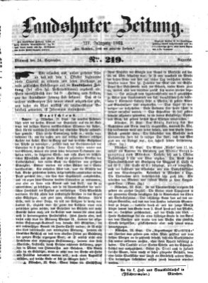 Landshuter Zeitung Mittwoch 24. September 1862