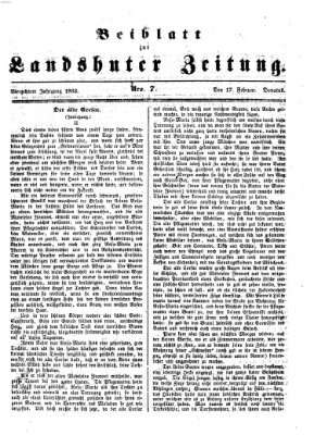 Landshuter Zeitung. Beiblatt zur Landshuter Zeitung (Landshuter Zeitung) Montag 17. Februar 1862