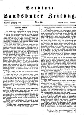 Landshuter Zeitung. Beiblatt zur Landshuter Zeitung (Landshuter Zeitung) Montag 14. April 1862