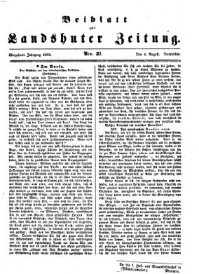 Landshuter Zeitung. Beiblatt zur Landshuter Zeitung (Landshuter Zeitung) Montag 4. August 1862