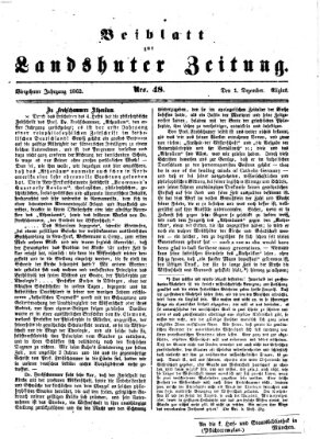 Landshuter Zeitung. Beiblatt zur Landshuter Zeitung (Landshuter Zeitung) Montag 1. Dezember 1862