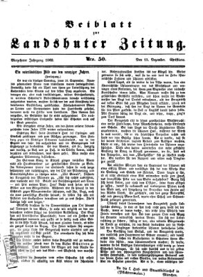 Landshuter Zeitung. Beiblatt zur Landshuter Zeitung (Landshuter Zeitung) Montag 15. Dezember 1862