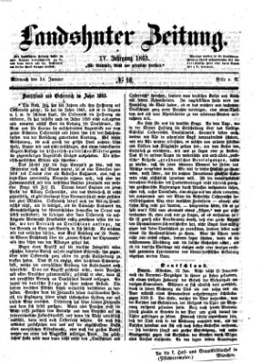 Landshuter Zeitung Mittwoch 14. Januar 1863