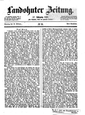 Landshuter Zeitung Sonntag 22. Februar 1863