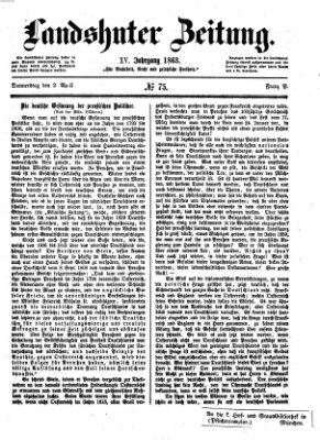 Landshuter Zeitung Donnerstag 2. April 1863