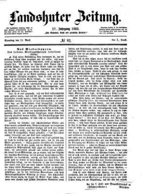 Landshuter Zeitung Samstag 11. April 1863