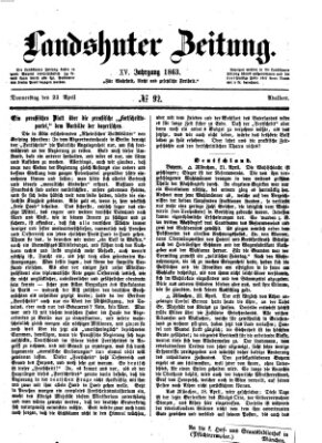 Landshuter Zeitung Donnerstag 23. April 1863