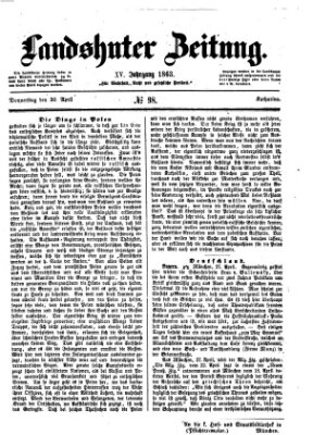 Landshuter Zeitung Donnerstag 30. April 1863