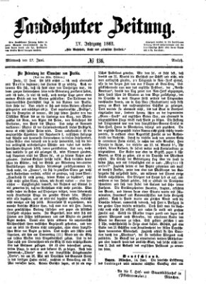 Landshuter Zeitung Mittwoch 17. Juni 1863