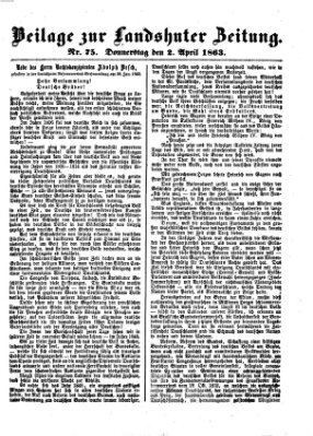 Landshuter Zeitung Donnerstag 2. April 1863