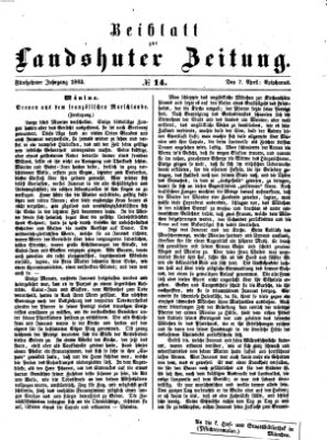 Landshuter Zeitung Dienstag 7. April 1863