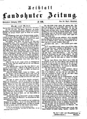 Landshuter Zeitung Montag 20. April 1863