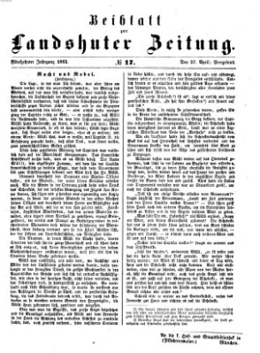 Landshuter Zeitung Montag 27. April 1863