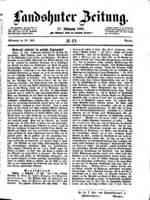 Landshuter Zeitung Mittwoch 29. Juli 1863